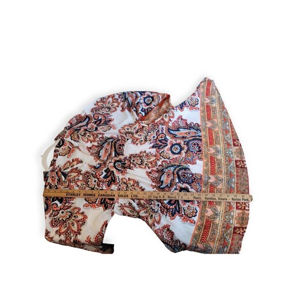 Free People Paisley Boho Mini Dress XS Long Sleeve Cream Fall Style - Picture 9 of 10